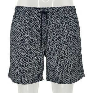 Caribbean Big Man Swim Trunks 2XB Blue Fish Elastic Waist Drawstring 9 Inseam